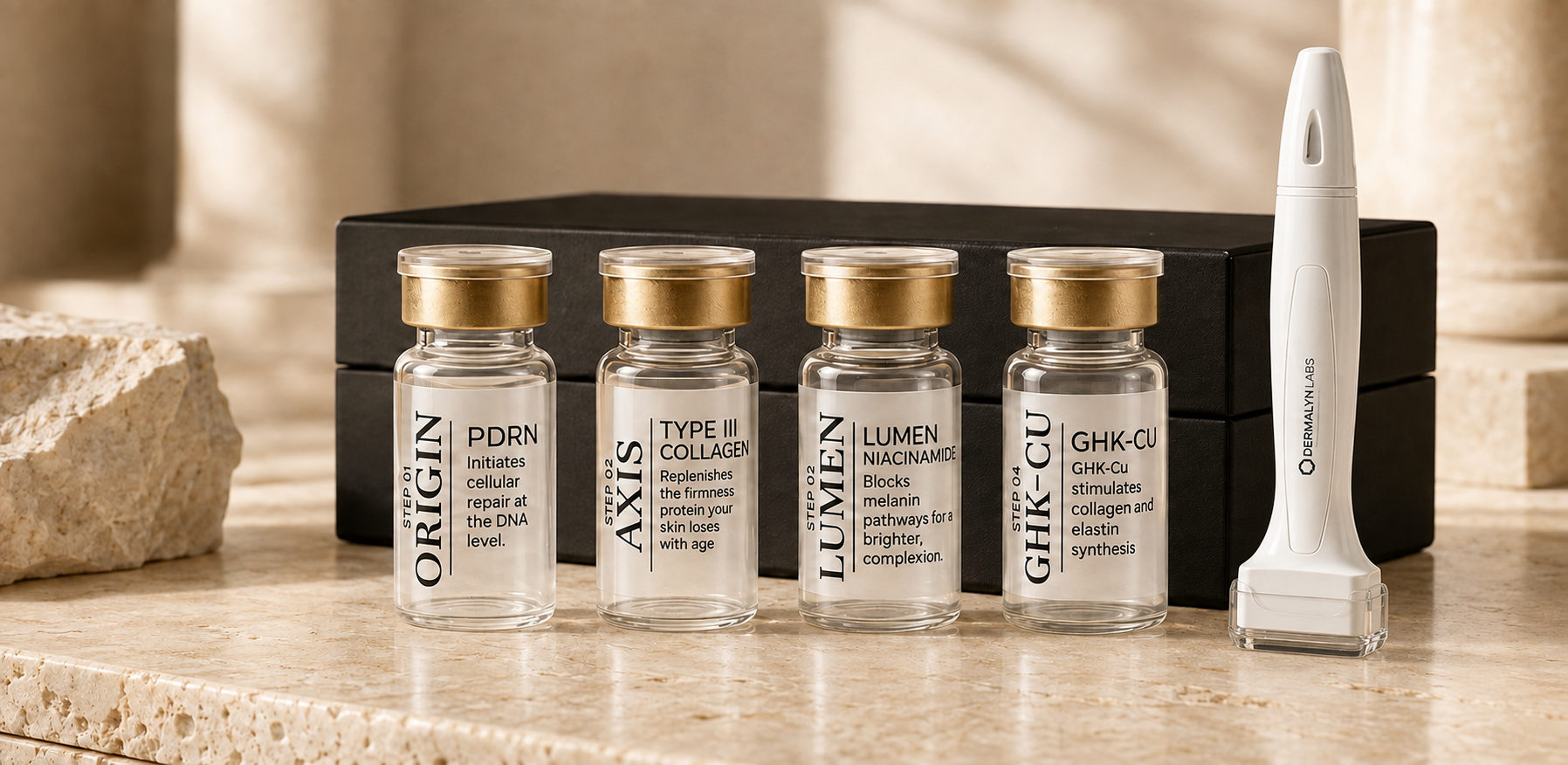 Dermalyn Labs four-serum at-home microneedling system